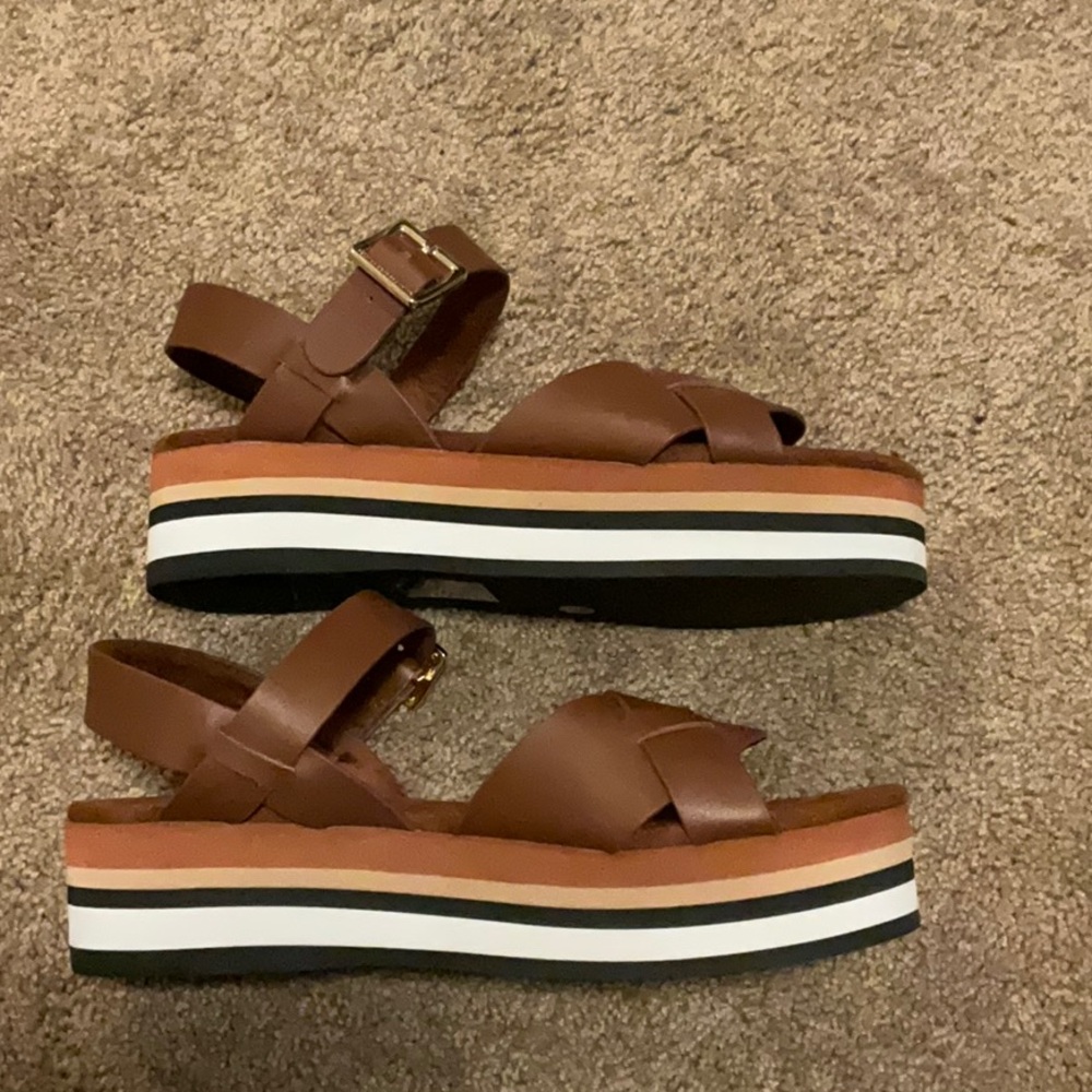 Anthropologie Kelsi Dagger Brooklyn Breeze Leather Platform Sandals size 7 - Picture 5 of 8